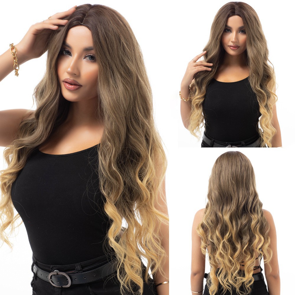 Multi colored wavy wig with natural appearance and gradual curling