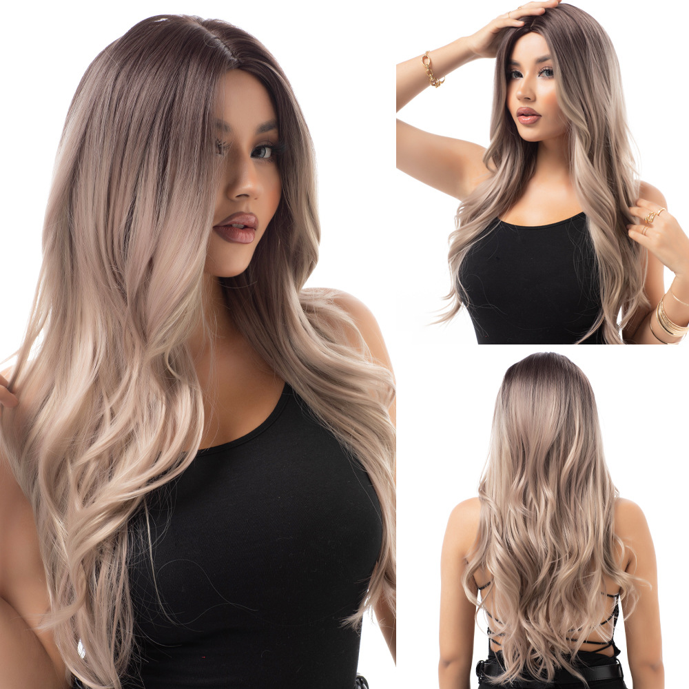 Multi colored wavy wig with natural appearance and gradual curling