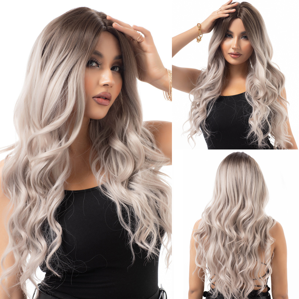 Multi colored wavy wig with natural appearance and gradual curling