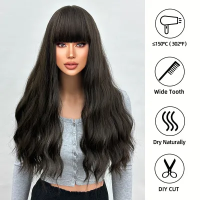 Natural wave wig with bangs 02