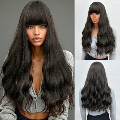 Natural wave wig with bangs 01