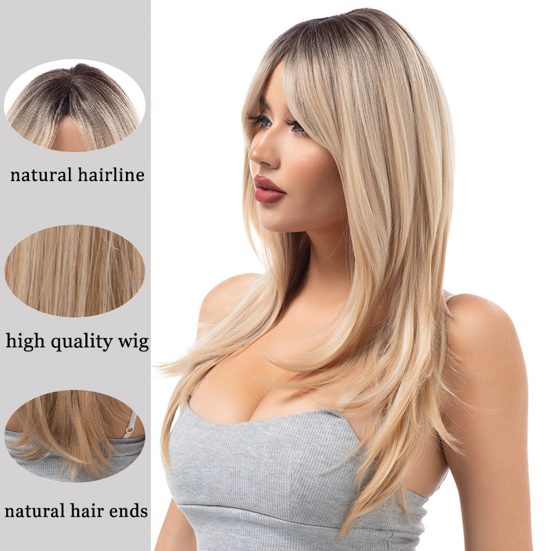 Stunning black gradient gold wavy curly wig