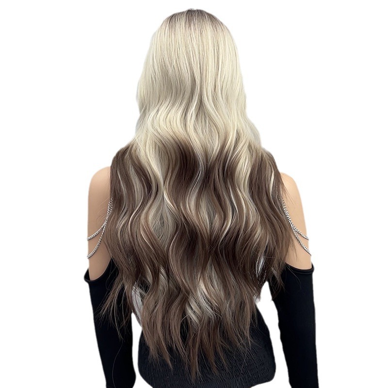 Wig long loose wave gradient color