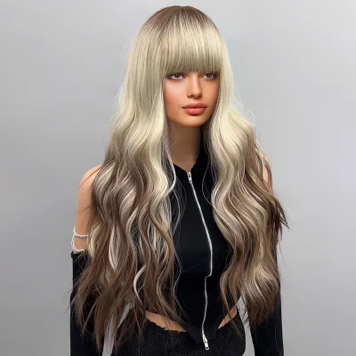 Wig long loose wave gradient color 02