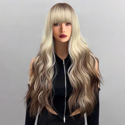 Wig long loose wave gradient color 01