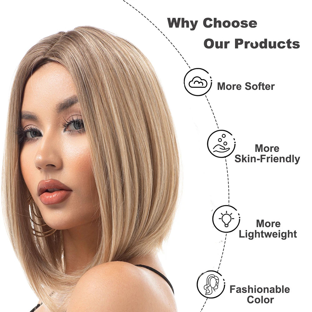 Gradient gold short wig