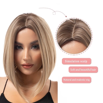 Gradient gold short wig 01