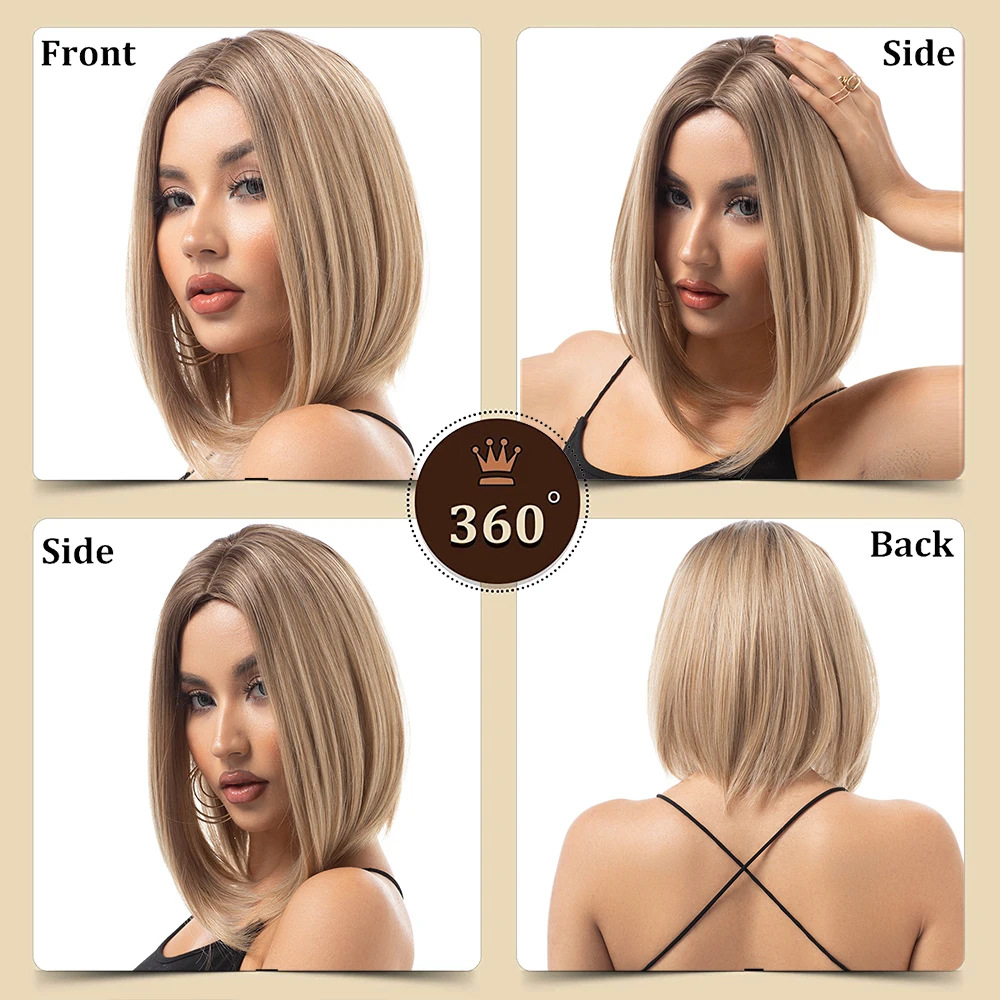 Gradient gold short wig