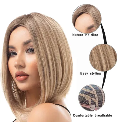 Gradient gold short wig 02
