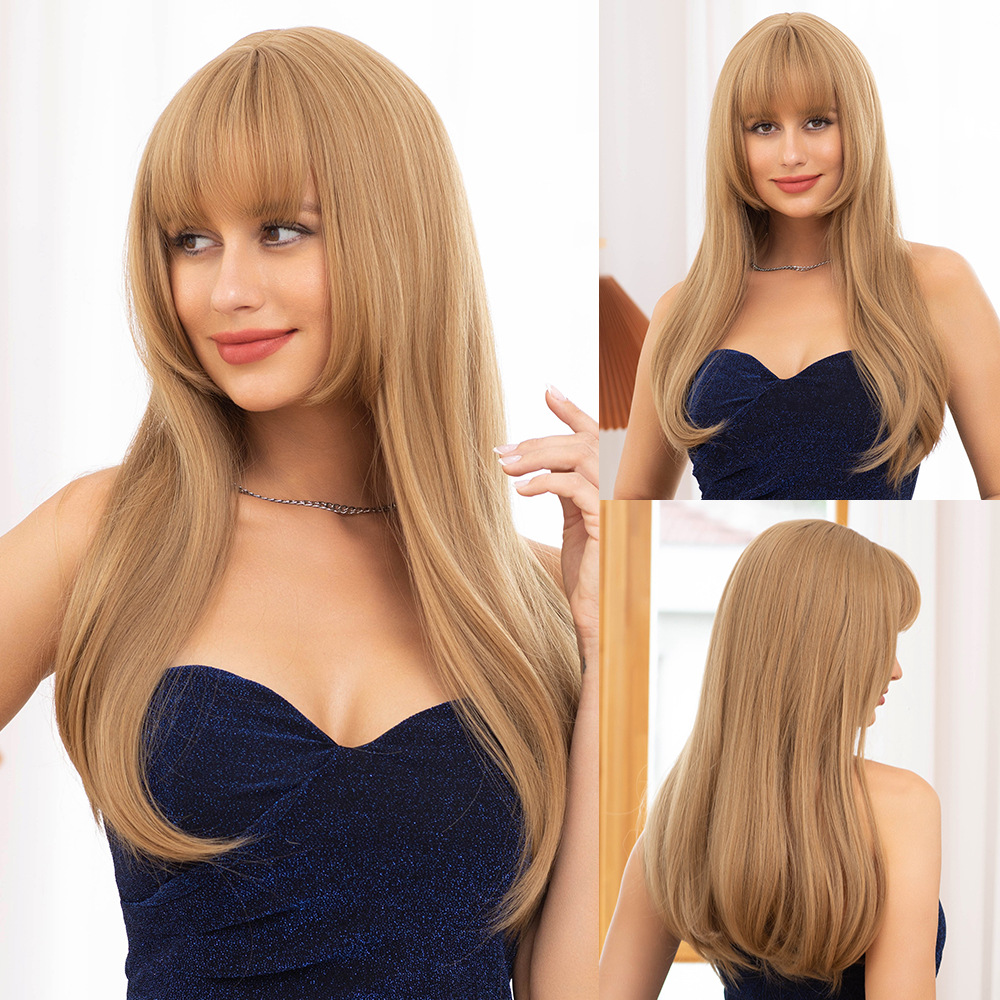 Long straight hair wig and bangs