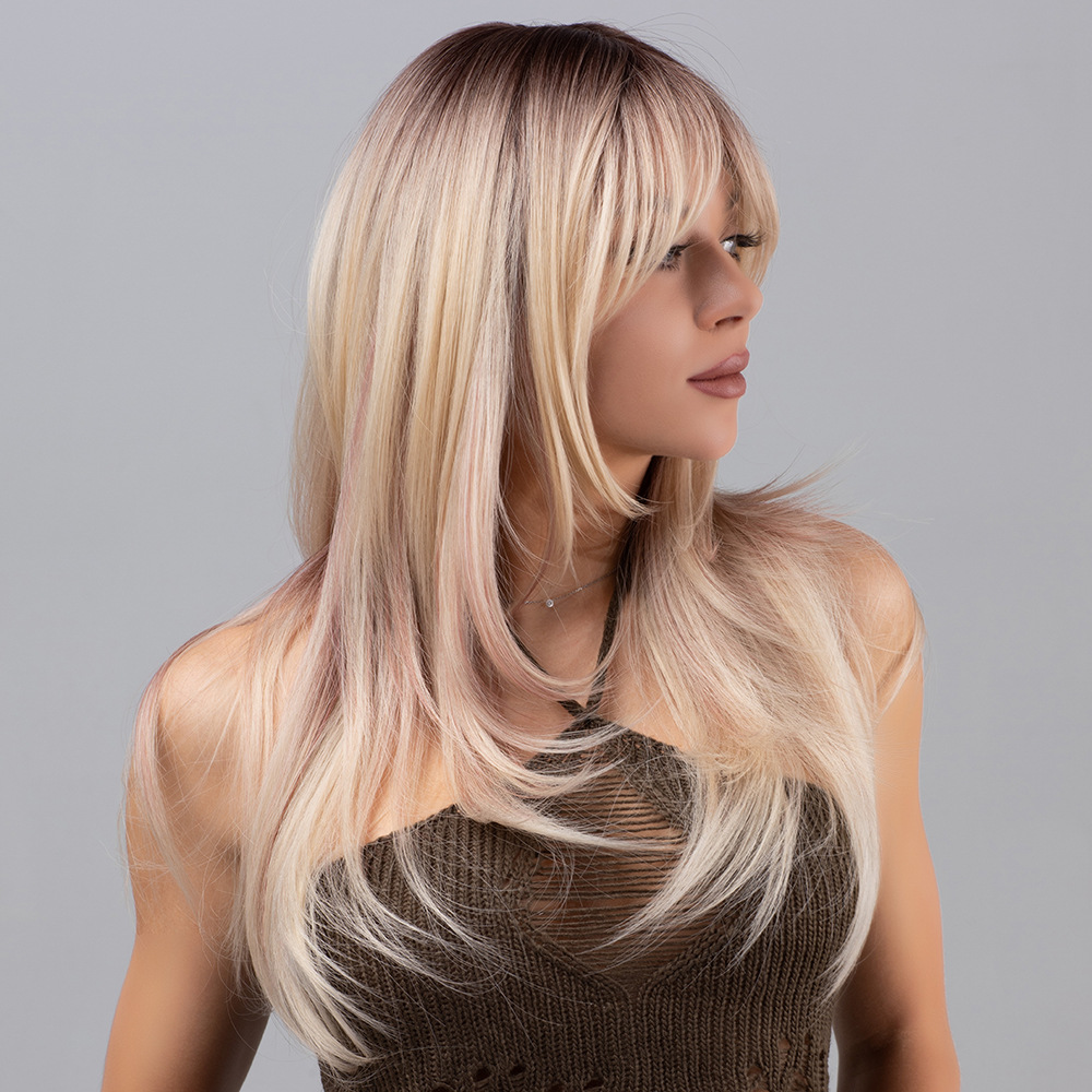 Long straight layered gradient wig
