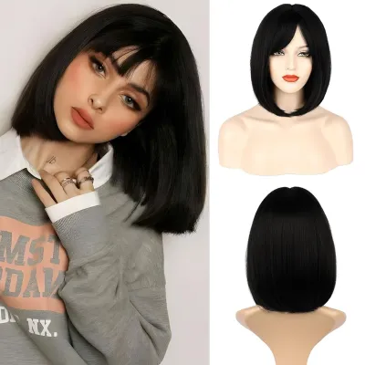 Short straight hair simulation fashion wig 01