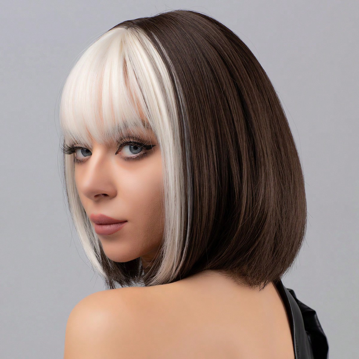 Short straight hair simulation fashion wig