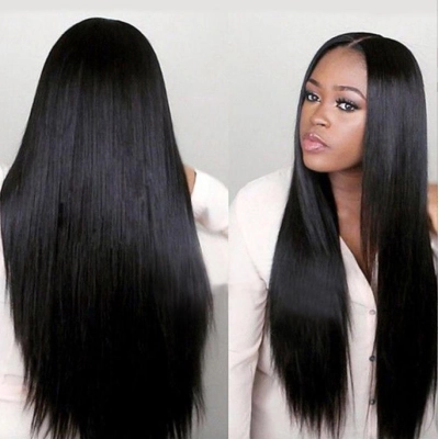 Black medium length straight hair 01