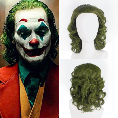 Cosplay joker Fleck green medium long curly hair 01