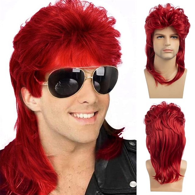Men's wig with brown curly hair