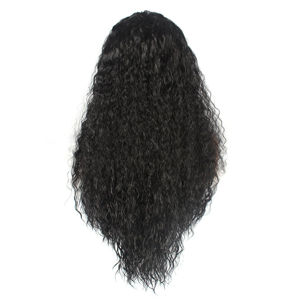 Wig fashion black small curly hair with water ripple and split bangs