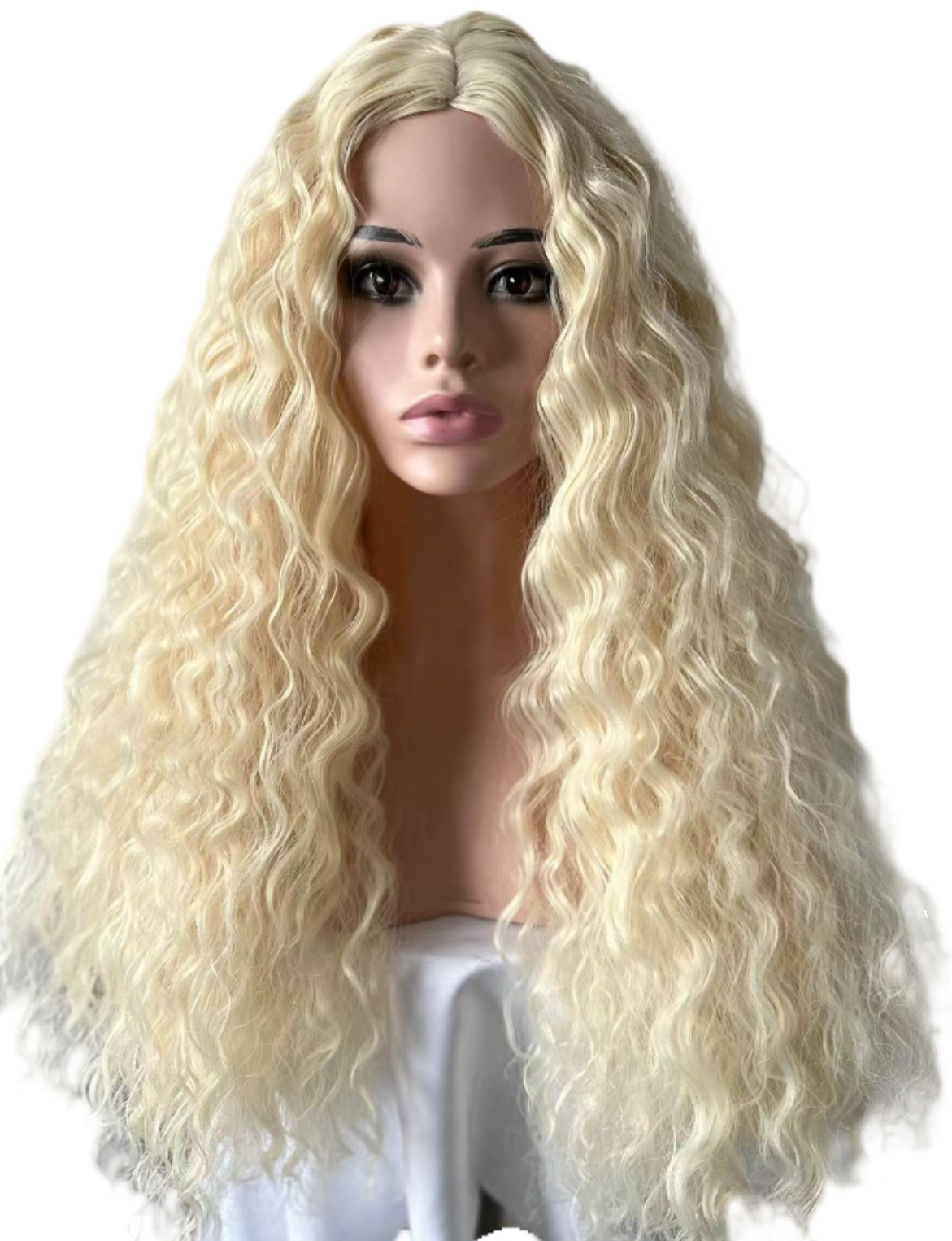 Wig fashion black small curly hair with water ripple and split bangs