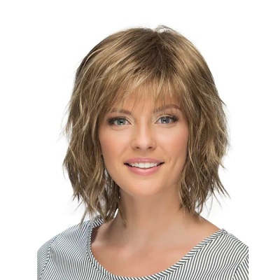 Wig gradient white gold short curly hair fashion 02