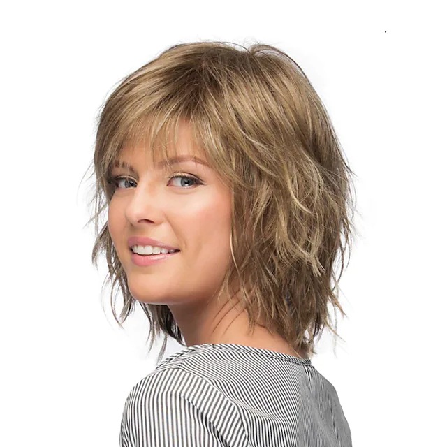 Wig gradient white gold short curly hair fashion