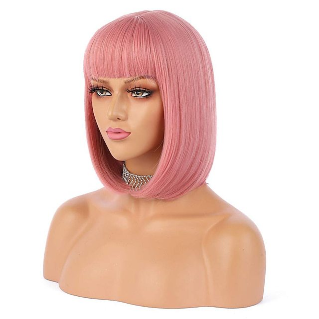 Wig with bangs and bubble head