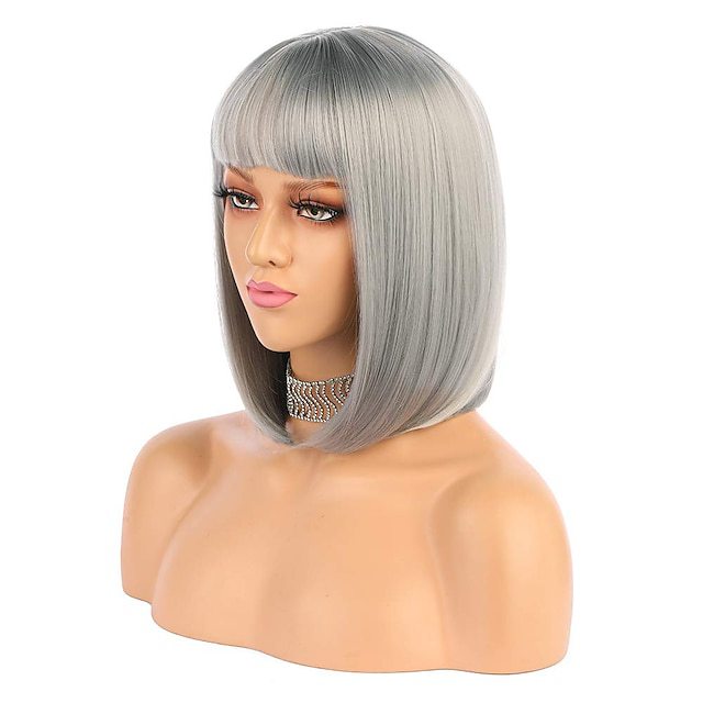 Wig with bangs and bubble head