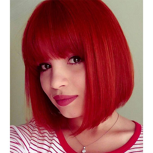 Wig with bangs and bubble head