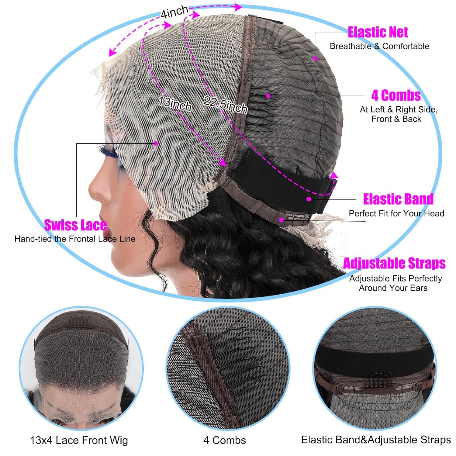 Lace real hair headband deep wave DEEP