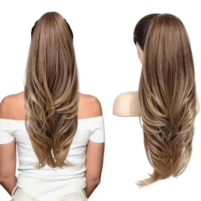 One Piece A Jaw Long Pony Tails for Women Dark Brown 02