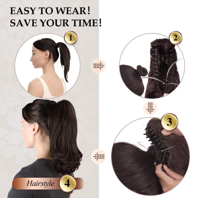 Synthetic fiber clip wig hair piece 02