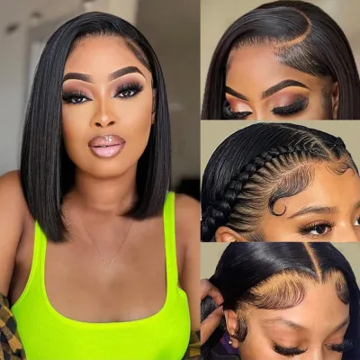 Triangle Knotless Locs Braided Wigs Black Curly Wavy  02