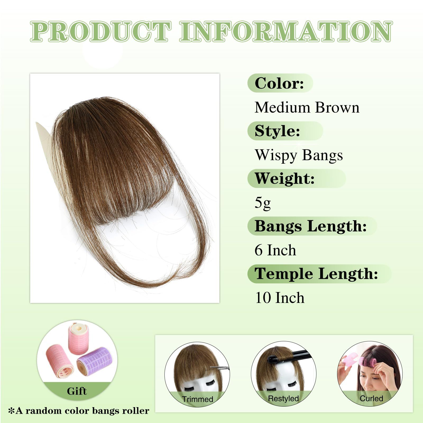 True hair invisible seamless wig bangs