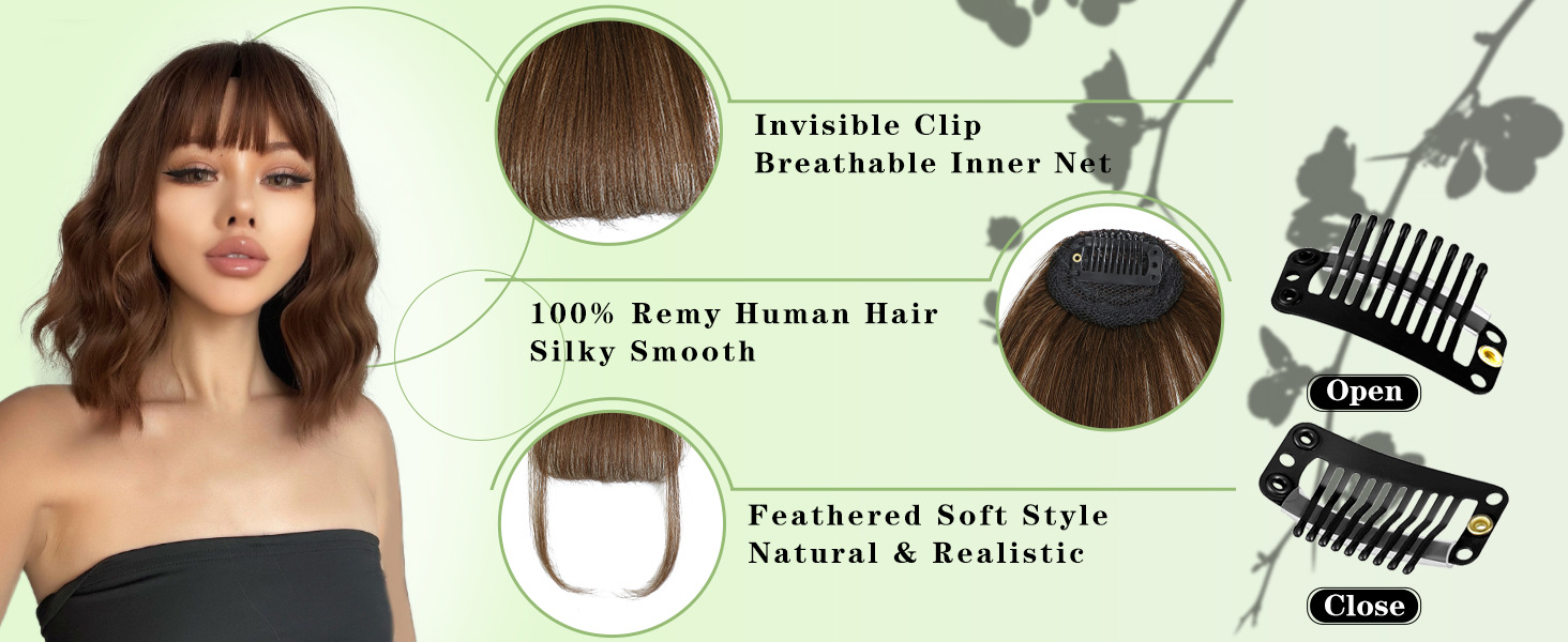 True hair invisible seamless wig bangs