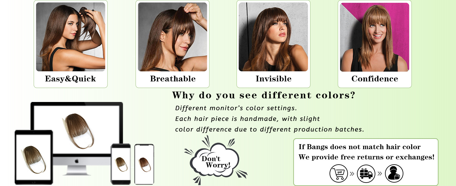 True hair invisible seamless wig bangs