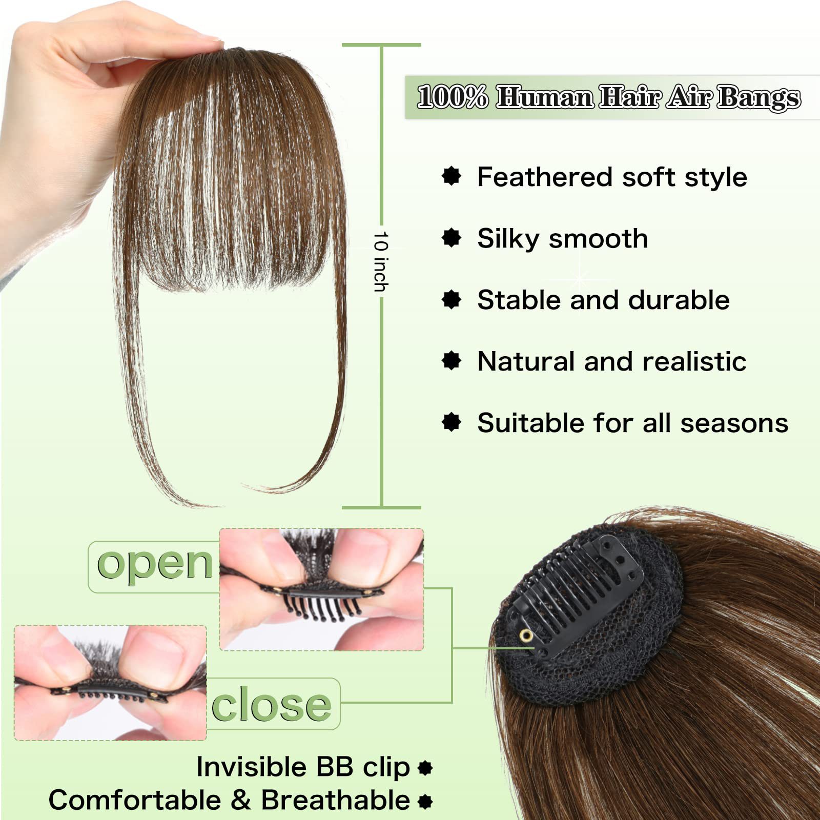 True hair invisible seamless wig bangs