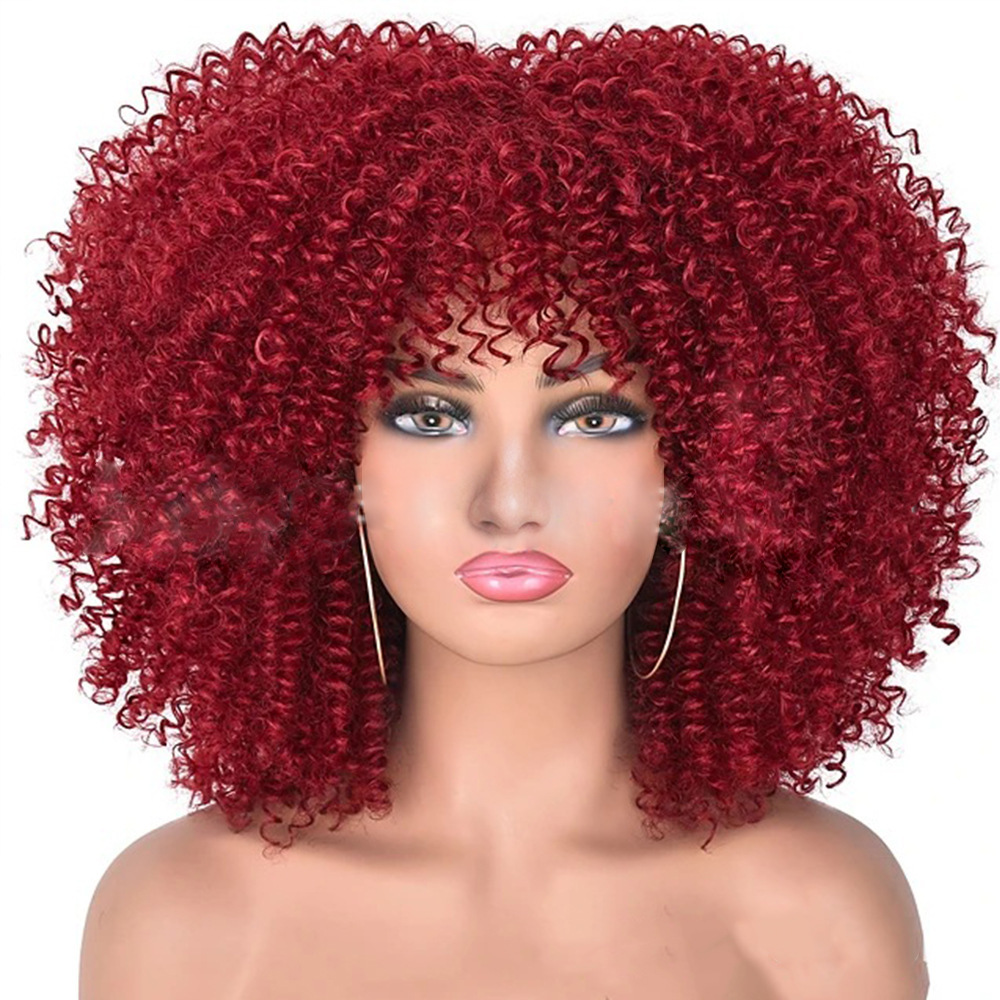 Female African small roll synthetic high-temperature silk wigs