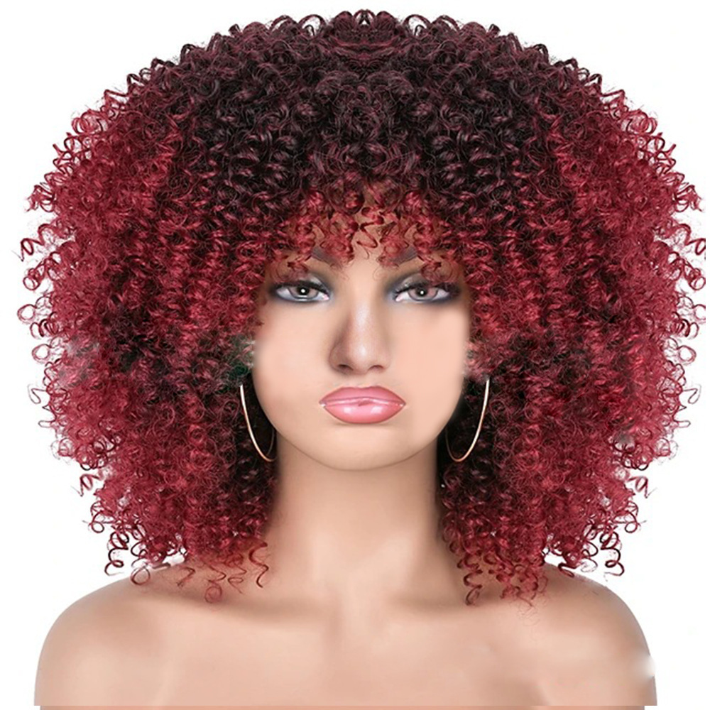Female African small roll synthetic high-temperature silk wigs