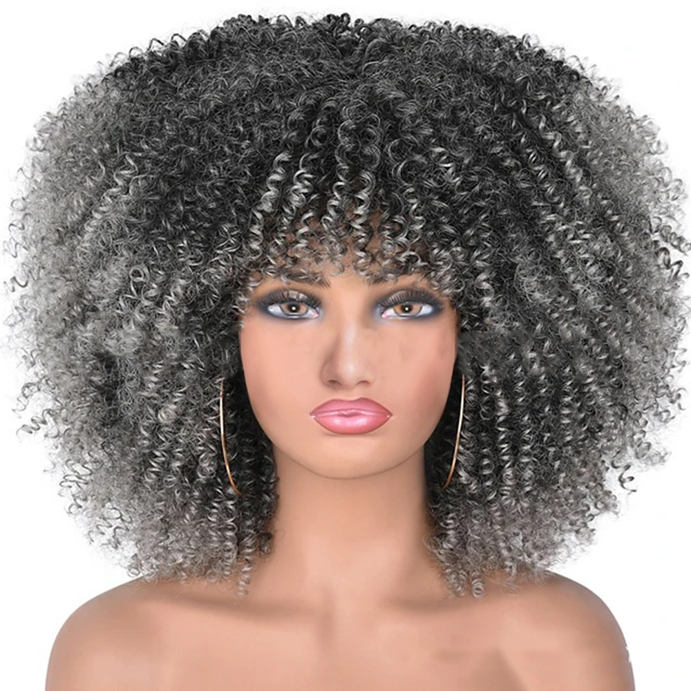 Female African small roll synthetic high-temperature silk wigs