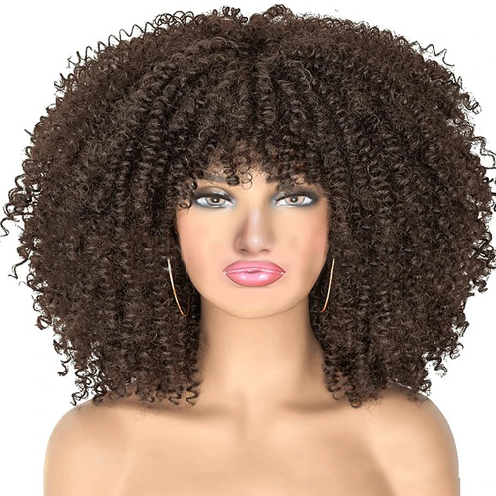 Female African small roll synthetic high-temperature silk wigs