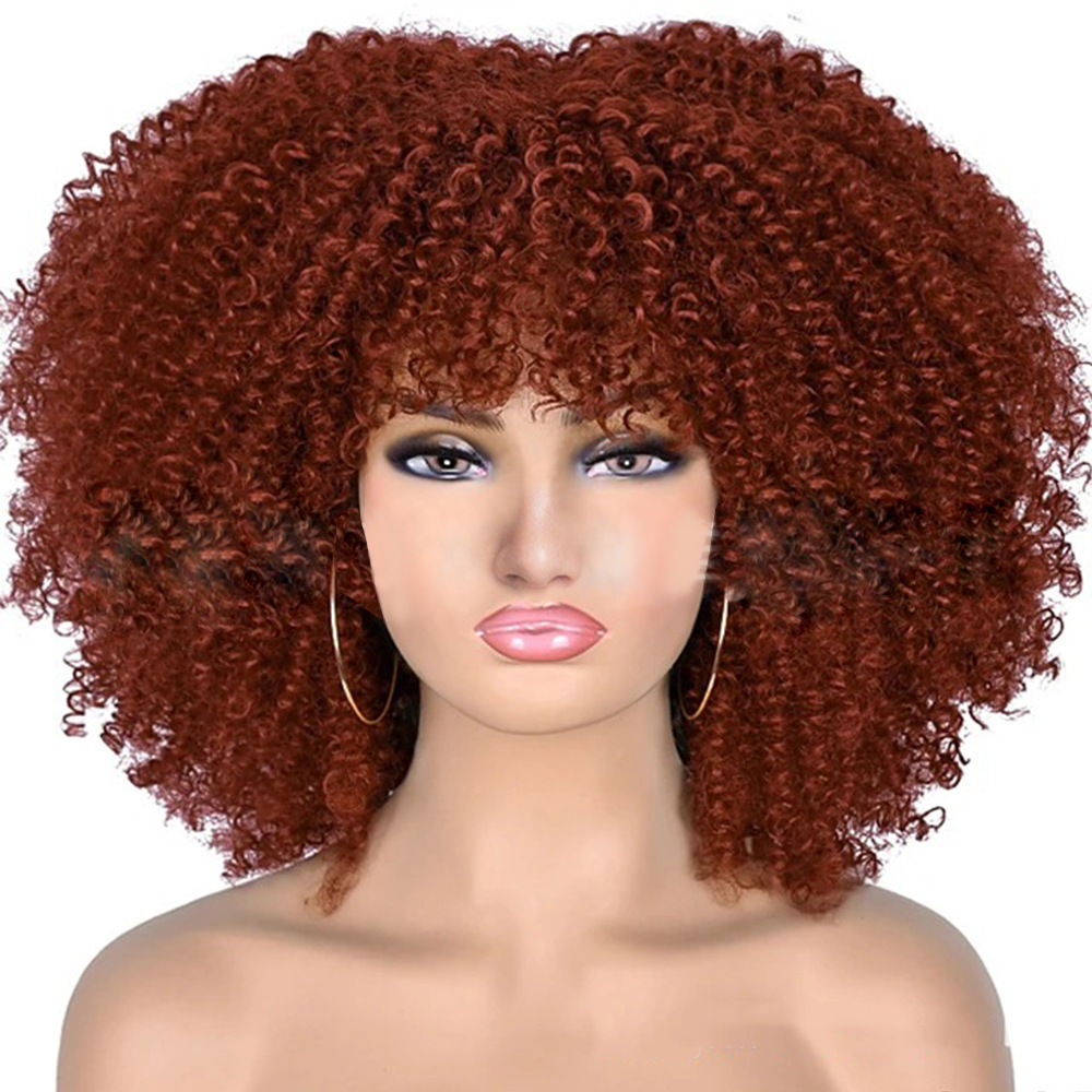 Female African small roll synthetic high-temperature silk wigs