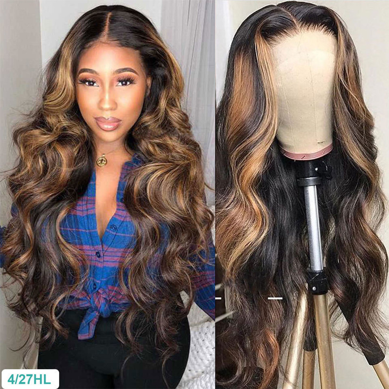 Medium dyed gradient gold long curly hair wig