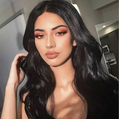 Medium length curly hair with large waves, synthetic wig 01