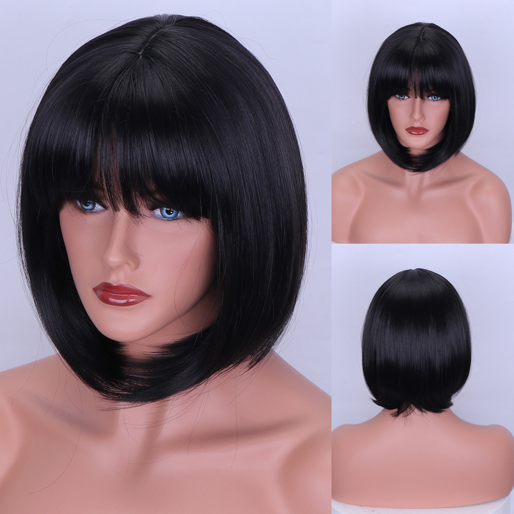 Air bangs, bob hair, fashionable inner button wig