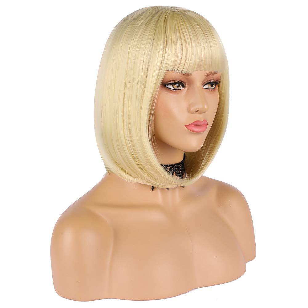 Fashionable women's short straight hair wig with bangs BOBO