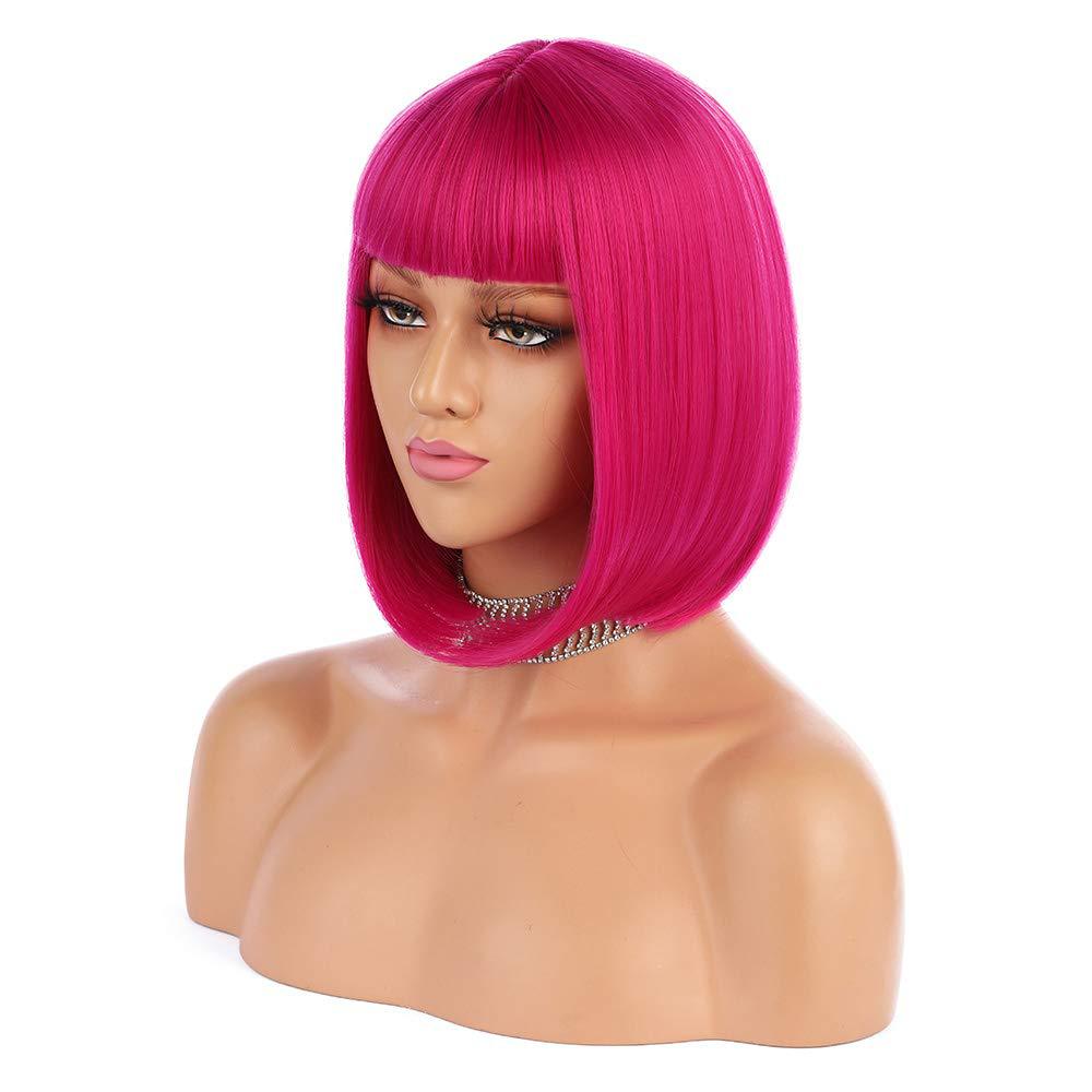 Fashionable women's short straight hair wig with bangs BOBO