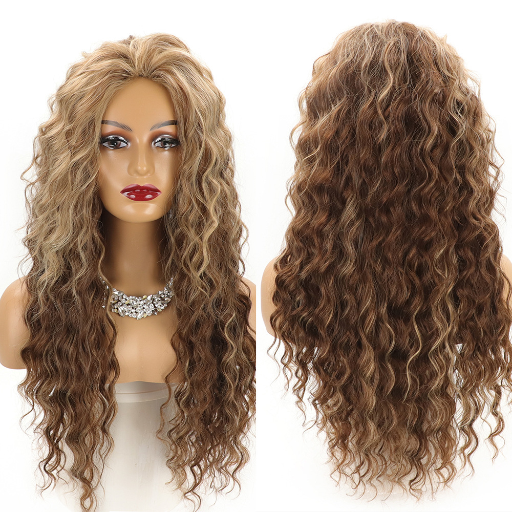 Female long curly hair with large wavy synthetic wig