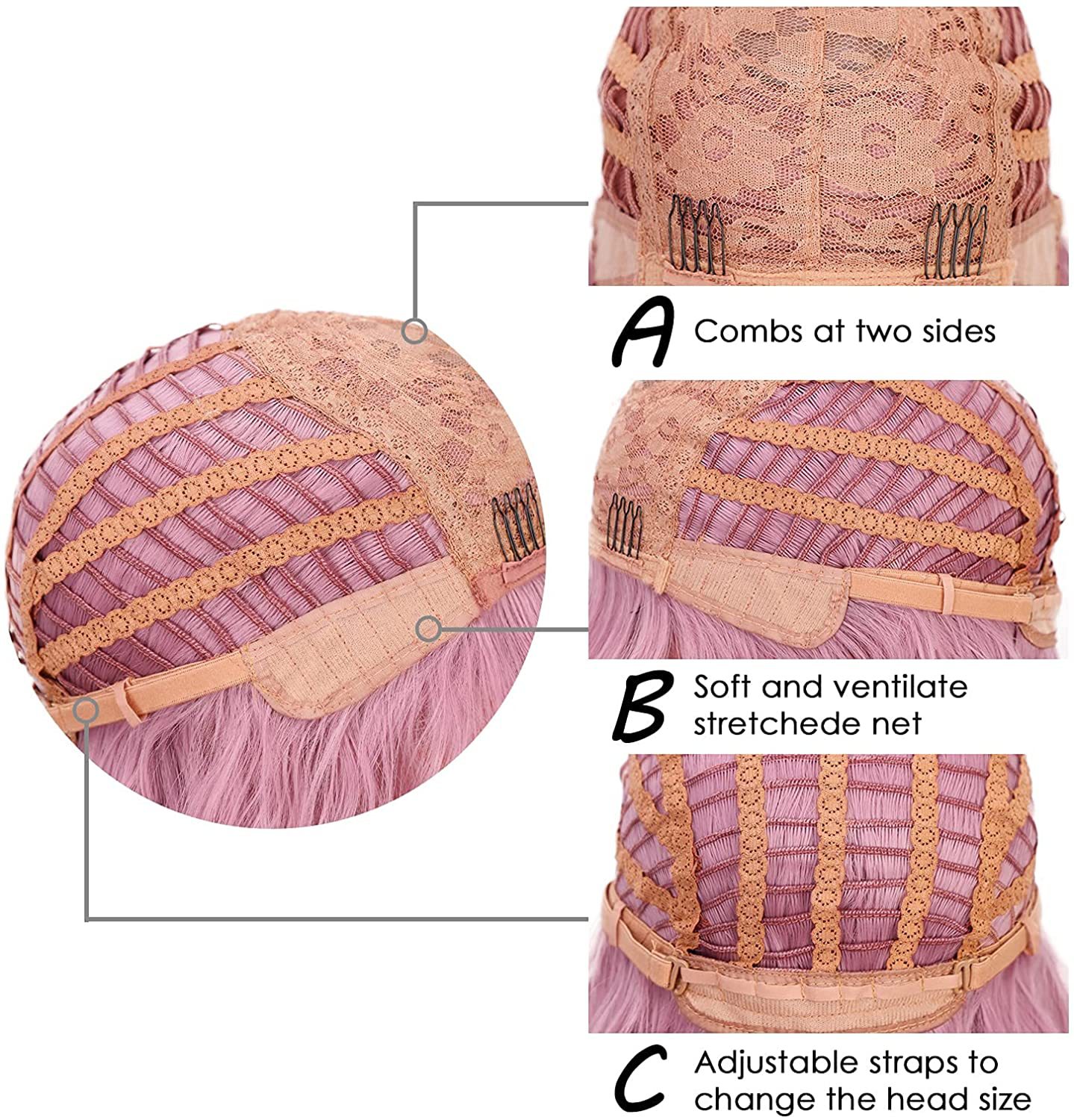 Female wig with slanted bangs and short curly hair