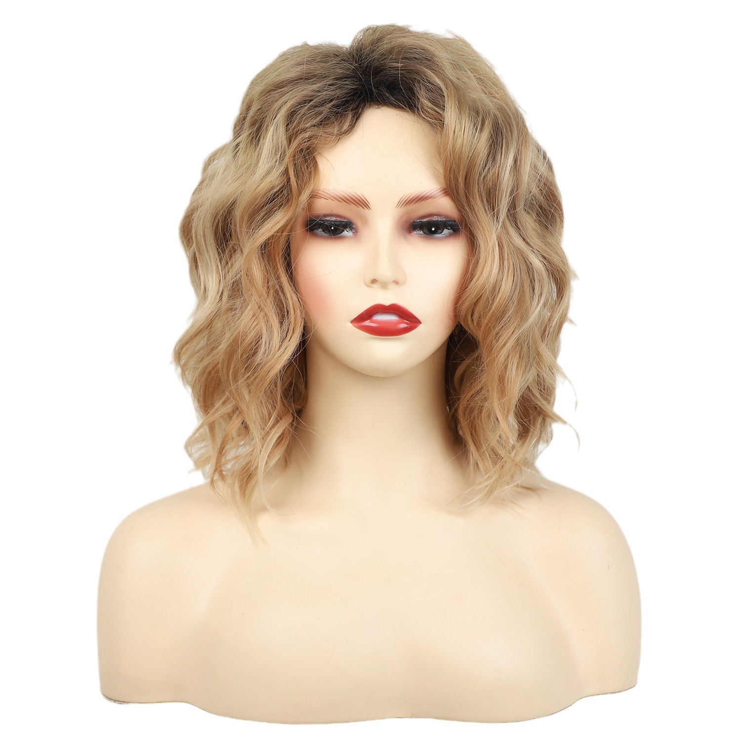 Ladies' short curly hair fashionable top dyed gradient wig