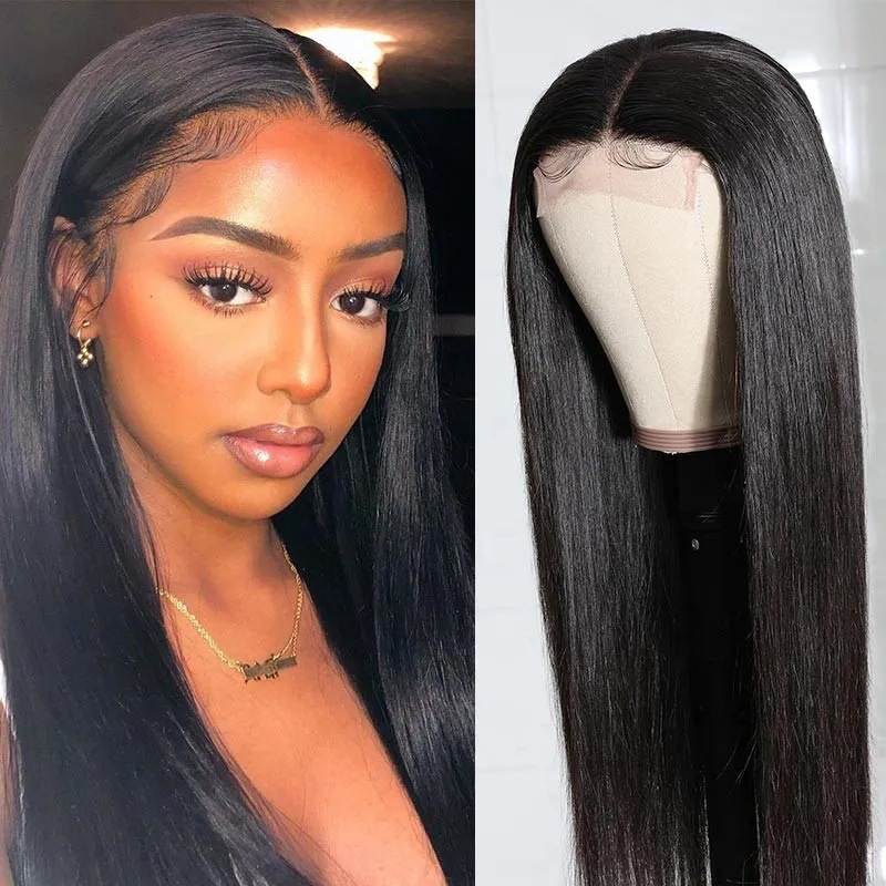 Medium length straight hair fashionable and comfortable wig