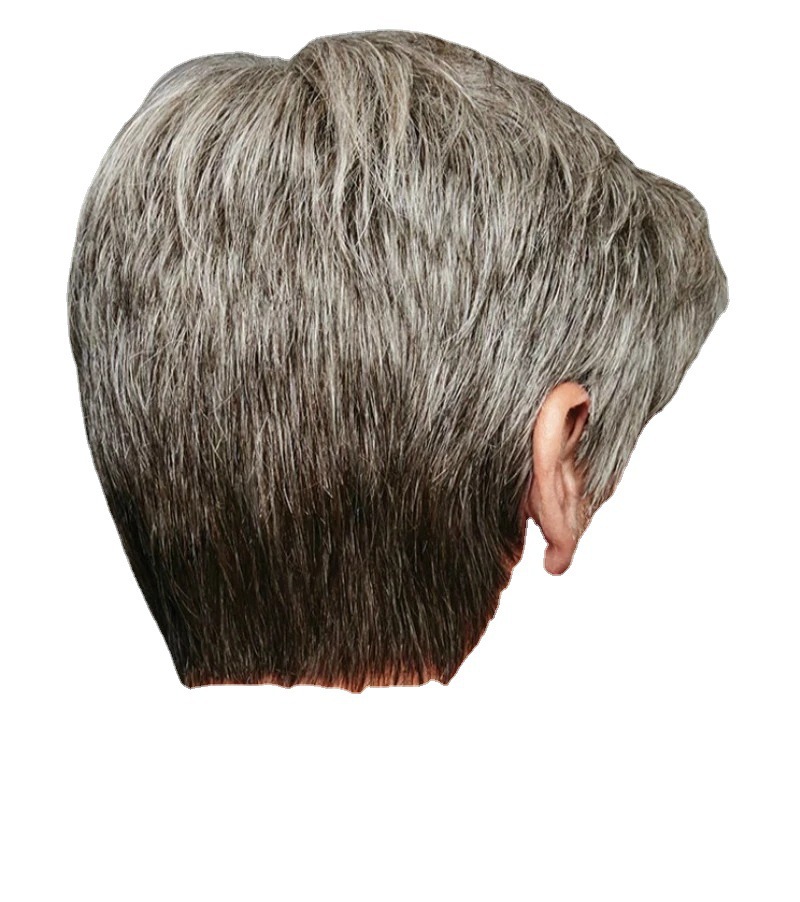 Men's wig brown gray diagonal split